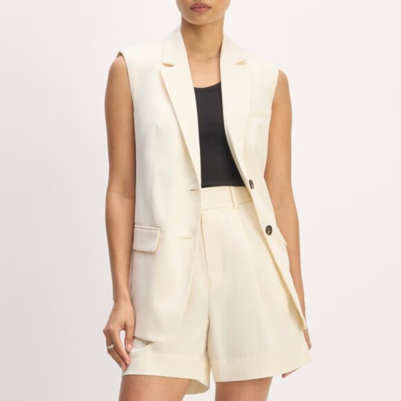 NEW Everlane The Sleeveless Blazer in Buttersmooth Womens 0 Canvas Vest - Picture 2 of 14